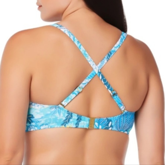 🐬BLEU ROD BEATTIE BRAND NEW SHIRRED UNDERWIRE BANDEAU BIKINI TOP SIZE 34DD - Picture 2 of 7